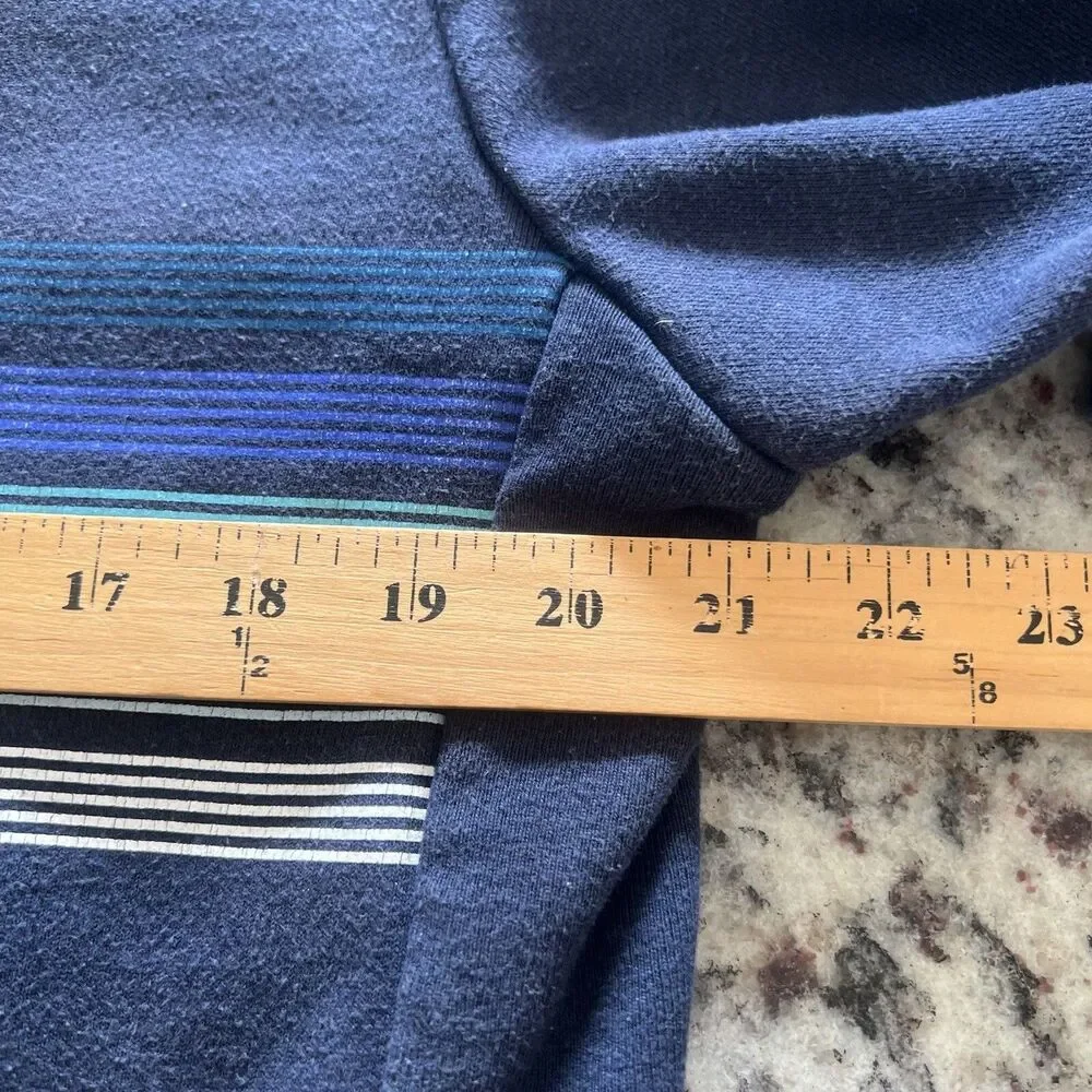 Patagonia Sweater Men's Hoodie Size Small Uprisal  Navy Blue Striped Long Sleeve